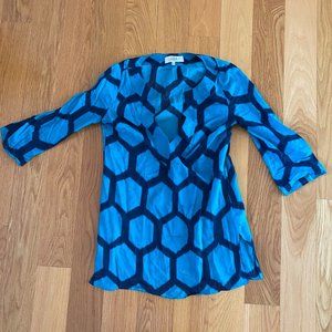 Tibi Navy & Blue Hexagon Tunic